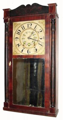 C.1832, Samuel Terry, Bristol, Conn., 30-hour time/strike wood movement half-column and splat shelf clock. — Antique Clocks Price Guide