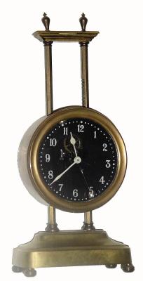C.1920, English, Gravity Timepiece with compound bar bell pendulum. These are well made little timepieces, but easily damaged. — Antique Clocks Price Guide