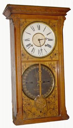 C.1880, Ithaca Belgrade double dial calendar, 8-day time &amp; strike, as-found, incomplete case. — Antique Clocks Price Guide