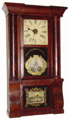 C.1852, Birge, Peck &amp; Co. 8-day time/strike column and cornice shelf clock in very good condition, with some problems. — Antique Clocks Price Guide