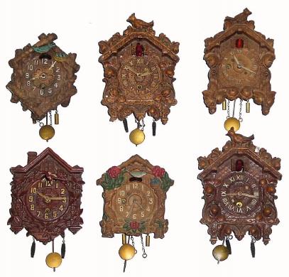 C.1935, A lot of 6, Mixed Lux &amp; Keebler mini pendulettes, as-found. — Antique Clocks Price Guide