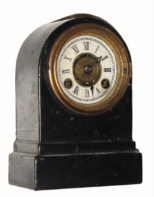 C.1875, Terry Clock Co., Waterbury, Conn., 30-hour iron case time/alarm timepiece. — Antique Clocks Price Guide