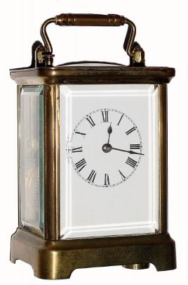 C.1906, Waterbury Clock Co., "SAGE", 8-day time &amp; strike, brass cased carriage clock in very good original condition. — Antique Clocks Price Guide