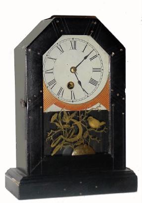 C.1883, Ansonia Clock Co., "Blackbird", 30-hour cottage timepiece. — Antique Clocks Price Guide