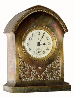 C.1914, Ansonia Clock Co., "Novelty No. 274", 8-day "Colonial Brass Finish" novelty timepiece is in very good condition — Antique Clocks Price Guide