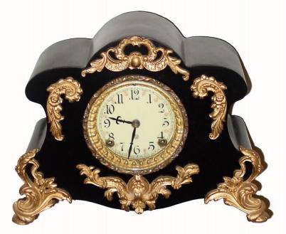 C.1904, Ansonia Clock Co., "Amiens", 8-day time/strike enameled iron case mantel clock in good restored condition. — Antique Clocks Price Guide