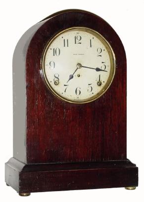 C.1913, Seth Thomas Clock Co., "Prospect No. 9", 8-day time/strike mahogany veneered mantel clock in very nice condition — Antique Clocks Price Guide