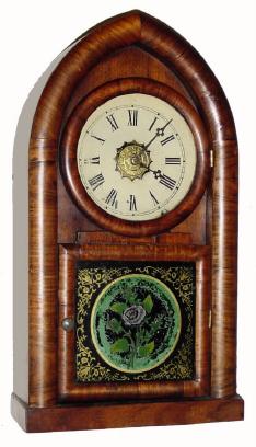 C.1860, New Haven Clock Co., 8-day time/strike/alarm mahogany veneered beehive shelf clock in fair condition. — Antique Clocks Price Guide