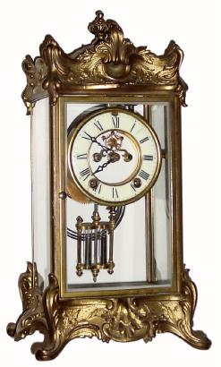 C.1911, New Haven Clock Co., "Thoreau", 8-day time/strike crystal regulator, incomplete. — Antique Clocks Price Guide