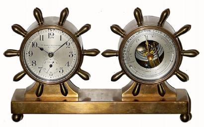 C.1936, Chelsea Clock Co., "ADAMS" Clock &amp; Barometer /thermometer desk set in good original condition. — Antique Clocks Price Guide