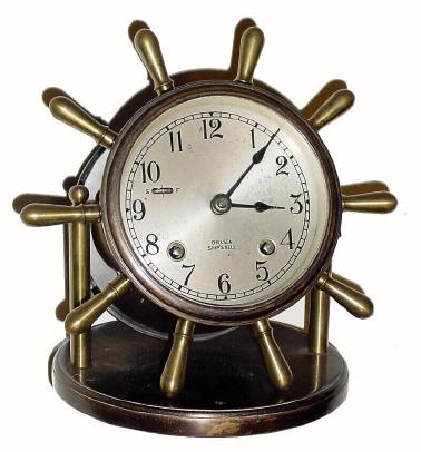 C.1960, Chelsea Clock Co., "VANDERBILT", ship's bell desk clock in generally good condition. — Antique Clocks Price Guide