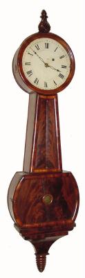 C.1830, New Hampshire or Vermont, 8-day mahogany veneer banjo timepiece in very nice condition. — Antique Clocks Price Guide