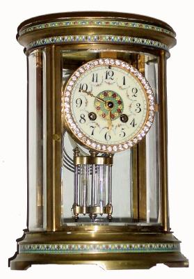 C.1900, Marti &amp; Cie, Oval crystal regulator, 8-day T/S, in very nice condition with a fully intact brilliant surround dial and enamel decorations. — Antique Clocks Price Guide