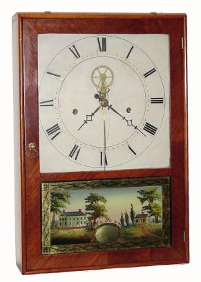 C.1818, Eli Terry, Plymouth, Conn., "Box Clock w/ Outside Escape and Alarm", in good restored condition. — Antique Clocks Price Guide