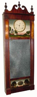 C.1818, Joseph Ives, Bristol, Conn. "Looking Glass Clock", 8-day time/strike hanging mirror clock in good restored condition. — Antique Clocks Price Guide