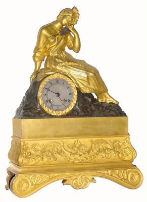C.1840, French, bronze and ormolu figural clock "LAMENTATION" with 8-day t/s — Antique Clocks Price Guide