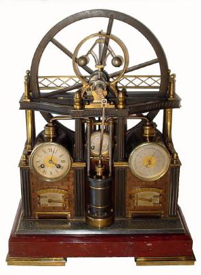 C.1890, French, "Flywheel &amp; Steam Boiler", automaton from the Industrial Series of clocks, and in excellent original condition. — Antique Clocks Price Guide