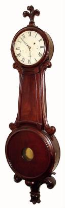 C.1825, Vermont Banjo, attributed to Curtis &amp; Clark, with restorations. This is a relatively good example of their Vermont work. — Antique Clocks Price Guide