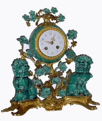 C .1890, French, Paintre (signed on movement) ormolu &amp; porcelain clock in Chinese motif, and in very good original condition. — Antique Clocks Price Guide