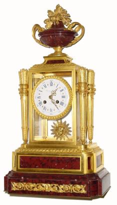 C.1870, French, Raingo Freres, 4-glass mantel regulator, ormolu &amp; marble, in the style of 1810, and in good condition, with minor losses commensurate with age. — Antique Clocks Price Guide
