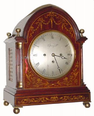 C.1890, Tiffany &amp; Co., 3-Fusee, 8-bell, 5-gong inlaid bracket clock in very good original condition. — Antique Clocks Price Guide