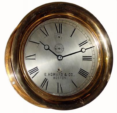 C.1890, E. Howard &amp; Co., Boston, 7.5 inch Ships Timepiece, in excellent original condition, cleaned and running. This is a great example of these well made and rugged clocks. — Antique Clocks Price Guide
