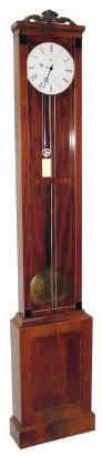 C.1829, Binder, in Wien, unusual Bodenstanduhr with Huygens pull up movement, meter pendulum, and with only two wheels in the going train. — Antique Clocks Price Guide