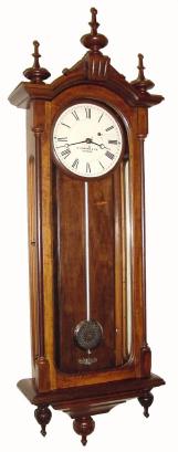 C.1890, E. Howard &amp; Co., Boston, "No. 59 Regulator", with original 8-inch dial. This clock is in excellent condition, the finish on the walnut case professionally redone some time ago and with nice patina. — Antique Clocks Price Guide