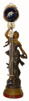 C.1890, French, Large Patinated Spelter mystery swinging timepiece or "swinger" in very good restored condition. — Antique Clocks Price Guide
