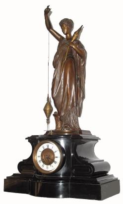C.1885, French, Large Conical Pendulum "Yarn Spinner", marble &amp; bronze clock in outstanding original condition. — Antique Clocks Price Guide
