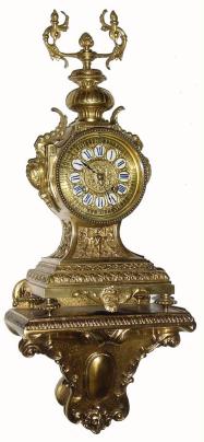 C.1890, French, Bronze Clock &amp; White Metal Bracket, in very good restored condition. — Antique Clocks Price Guide