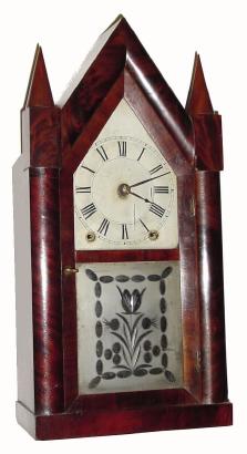 C.1845, Brewster &amp; Ingrahams, Bristol, Conn., 8-day time/strike steeple clock. — Antique Clocks Price Guide