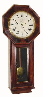 C.1886, New Haven Clock Co., "Office No. 2", mahogany veneered weight regulator, in generally good restored condition. — Antique Clocks Price Guide