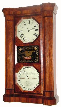 C.1863, Seth Thomas Clock Co., Plymouth Hollow, Conn., "Parlor Calendar", 8-day time &amp; strike calendar shelf clock. — Antique Clocks Price Guide