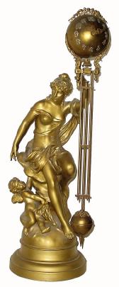 C.1895, Ansonia Clock Co., "Fortuna", swinging timepiece in generally good condition, with restorations and losses. — Antique Clocks Price Guide