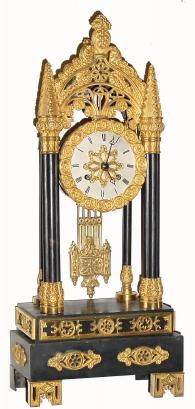 C.1865, French, Napoleon III, Bronze &amp; Ormolu Romantique, mantel clock in the form of a cathedral and in excellent original condition. — Antique Clocks Price Guide