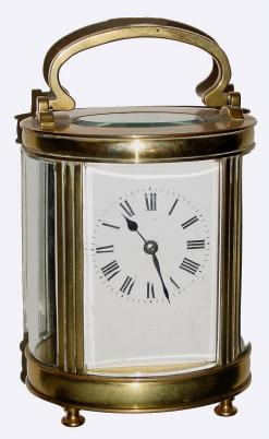 C.1900, French, Brass Cased Carriage Clock, Time &amp; Strike, in an Oval case, with blemishes. — Antique Clocks Price Guide