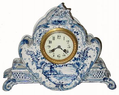 C.1910, French, Delft case porcelain clock in excellent condition. — Antique Clocks Price Guide