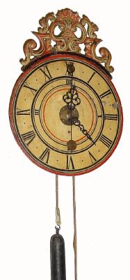 C.1800, German, Telleruhr with cowtail pendulum, 30-hour time/alarm wall timepiece in good condition, with restorations. — Antique Clocks Price Guide