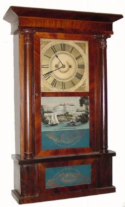 C.1840 Spencer &amp; Wooster &amp; Co., Salem Bridge, Conn. 8-day time/strike column and cornice shelf clock in very nice restored condition. — Antique Clocks Price Guide