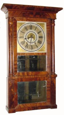 C.1836 C. &amp; N. Jerome, Bristol, Conn., 8-day time/strike column and cornice shelf clock. — Antique Clocks Price Guide