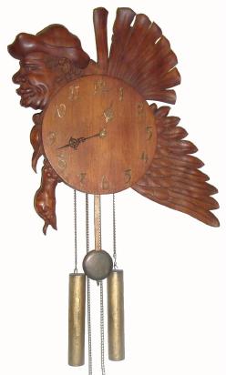 C.1920, Waterbury Clock Co., Large carved wall clock, hunting motif, in generally good as-found condition, movement dirty but does run. — Antique Clocks Price Guide