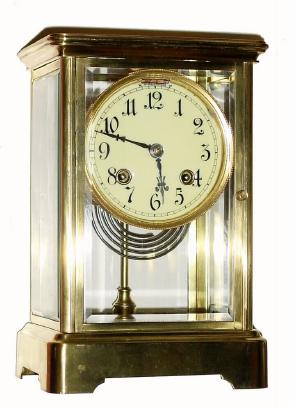 C.1905, Ansonia, "CRYSTAL" model, 4-Glass Regulator in excellent restored condition. — Antique Clocks Price Guide