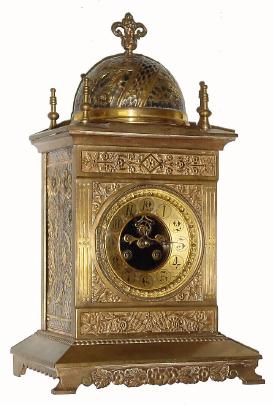 C.1900, French, cast brass mantel clock in the form of a mosque in nice condition, 8-day time/strike. — Antique Clocks Price Guide