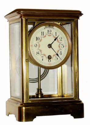 C.1894 Boston Clock Co., 8-day, tandem wind (single wind) lever movement brass crystal regulator in very clean restored condition. — Antique Clocks Price Guide