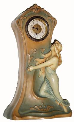 C.1900, A Schoop Pottery case, with a German 30 hour fit up movement that ticks and stops. — Antique Clocks Price Guide