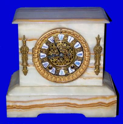 C.1892, Ansonia Clock Co., "Alhambra", 8-day time/strike marble mantel clock. — Antique Clocks Price Guide