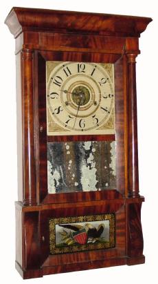 C.1832 Williams, Orten, Preston's &amp; Co., Farmington, Conn., 8-day time/strike column and cornice shelf clock in overall nice condition. — Antique Clocks Price Guide