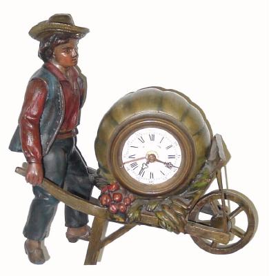 C.1900, French, Pumpkin novelty alarm clock in very nice original condition. — Antique Clocks Price Guide