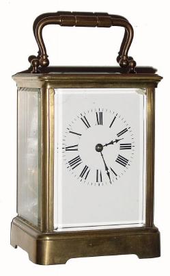 C.1900, French, Brass Cased Carriage Clock, Time &amp; Strike, in generally good original condition with original key. — Antique Clocks Price Guide